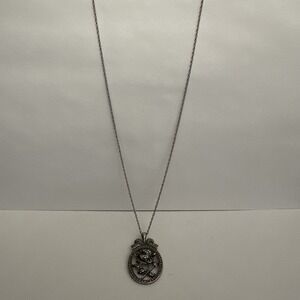 Vintage Avon I Love You Mother Rose‎ 1.5" Pendant & 24" Necklace Silver Tone